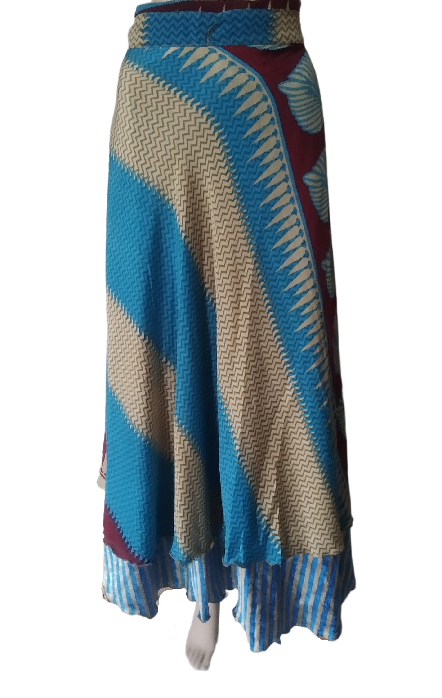 Vintage 2 Lagenrock Sari Wendezauber Wickelrock Hippie Boho Damen Maxi Kleid Beach Cover Up Around Long Wrap Rock von RudranshHandicrafts