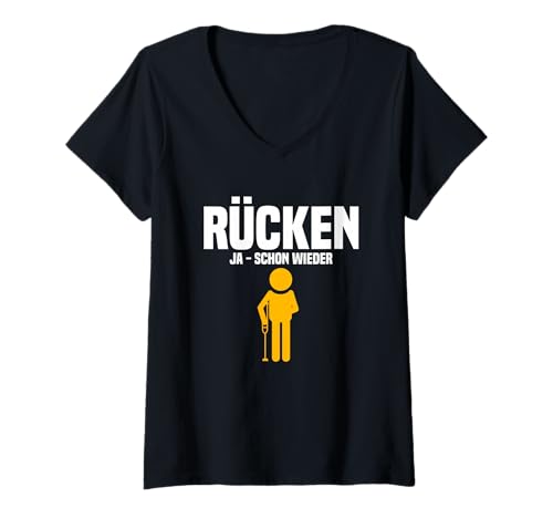 Damen Ja Schon Wieder Rücken Reha Lustig Büro Rückenschmerzen T-Shirt mit V-Ausschnitt von Rücken Reha & Rückenschmerzen Büro