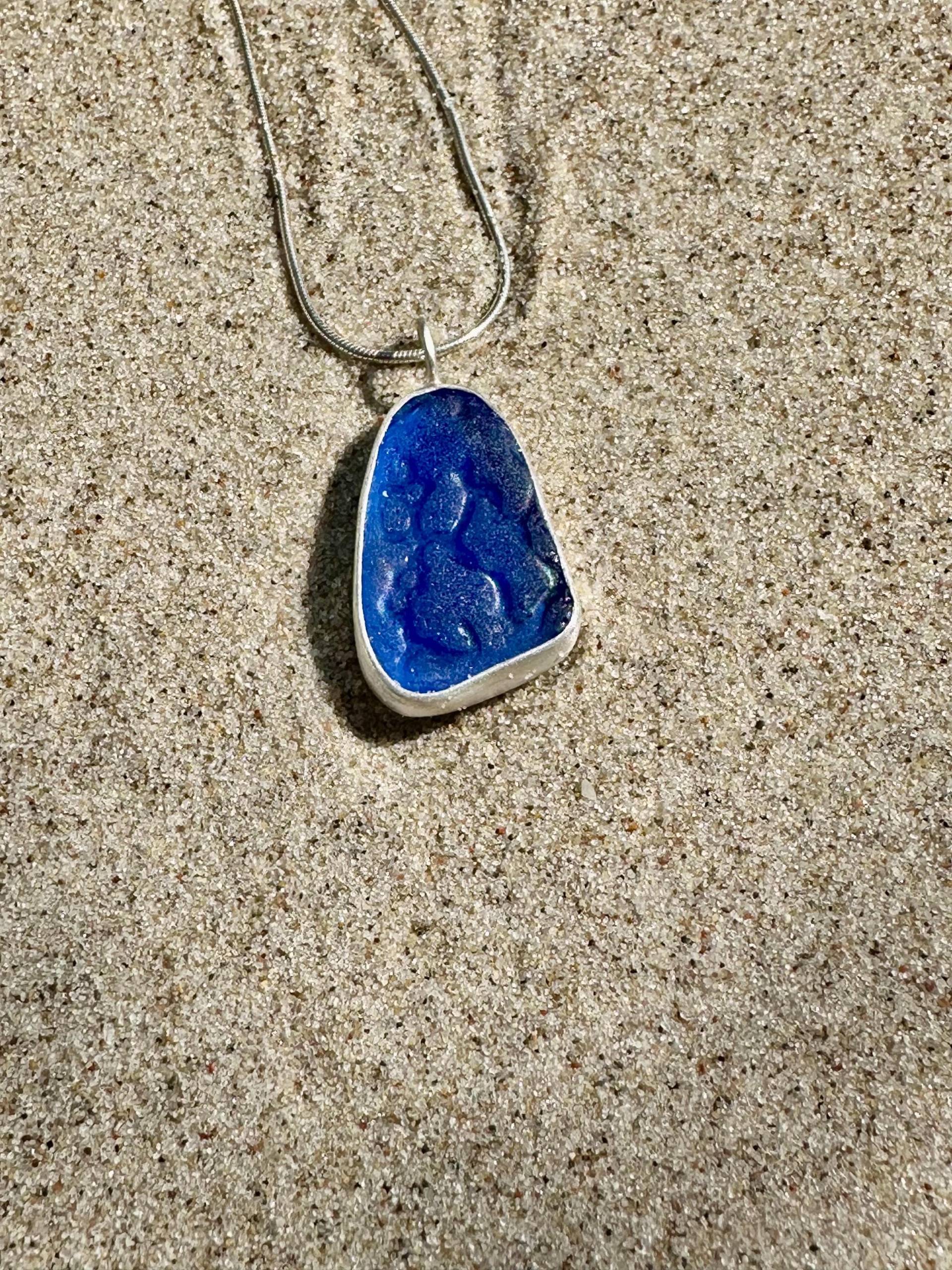 Seeglas Kette Blau Seeglas Kette Blau von RuegenDesign