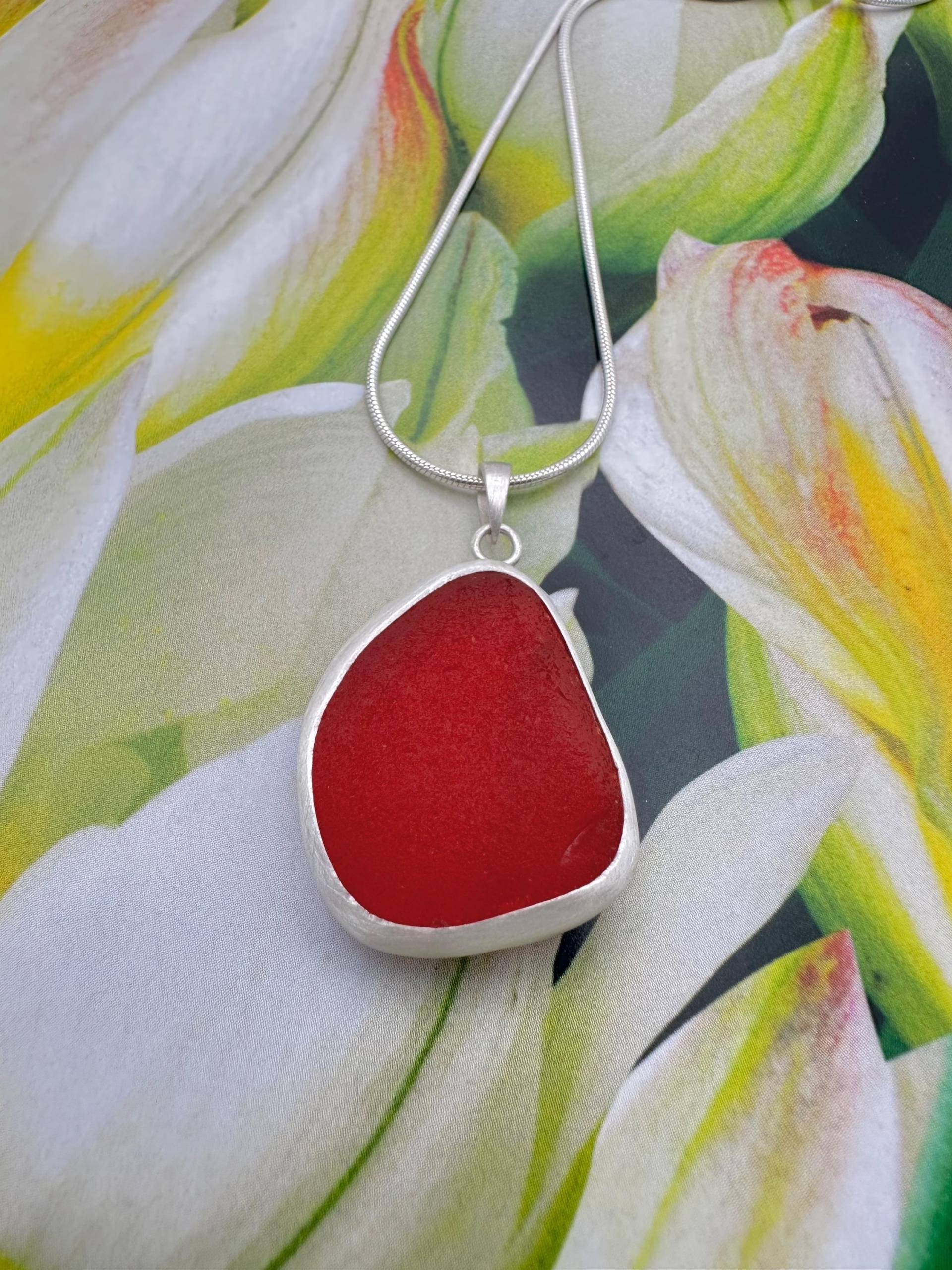 Seeglas Kette Rot von RuegenDesign