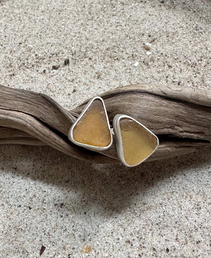 Seeglas Ohrringe Hellbraun von RuegenDesign