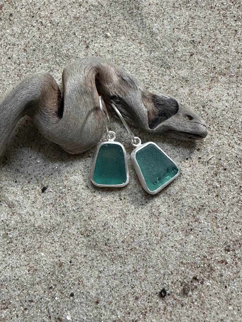 Seeglas Ohrringe Teal Blue von RuegenDesign