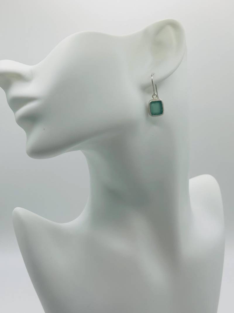 Seeglas Ohrringe Teal Blue von RuegenDesign