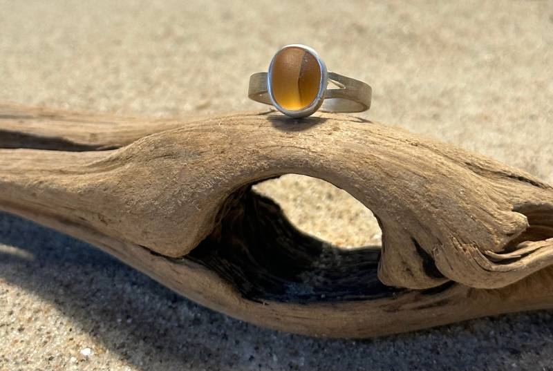 Seeglas Ring Gelb von RuegenDesign