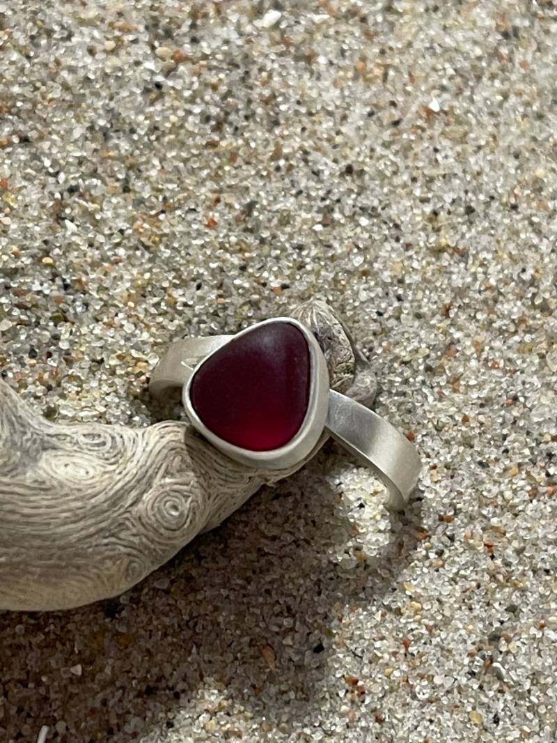 Seeglas Ring Rot von RuegenDesign