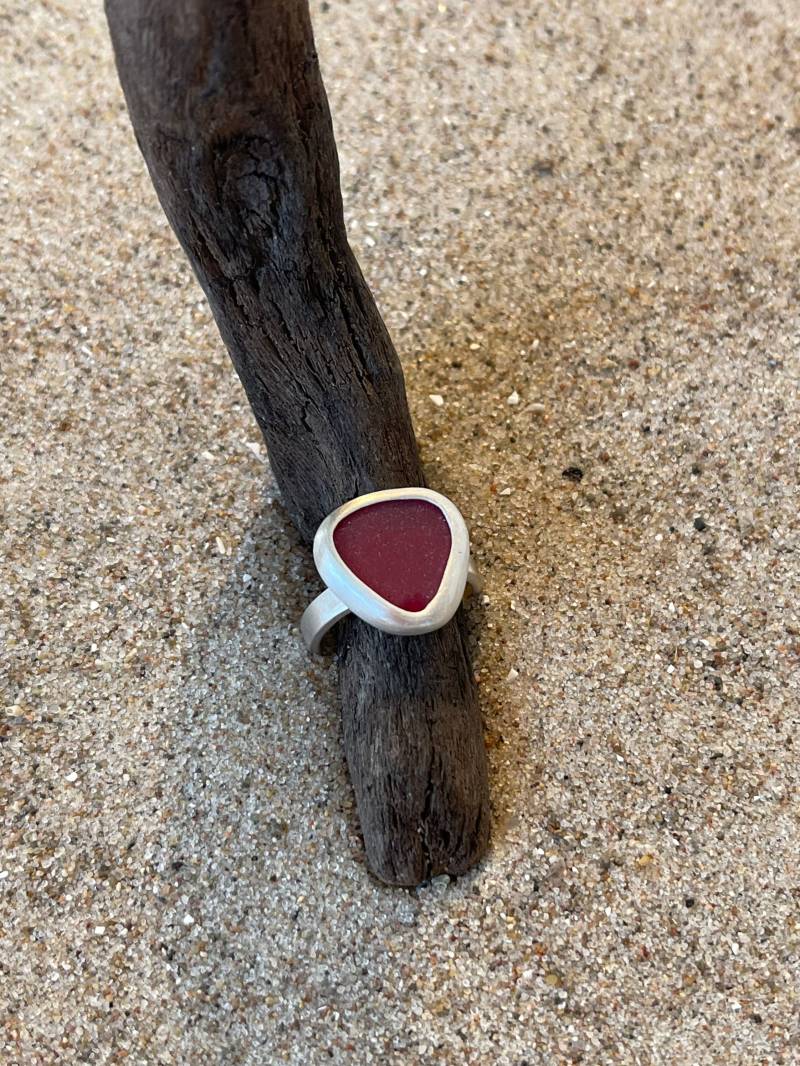Seeglas Ring Rot von RuegenDesign