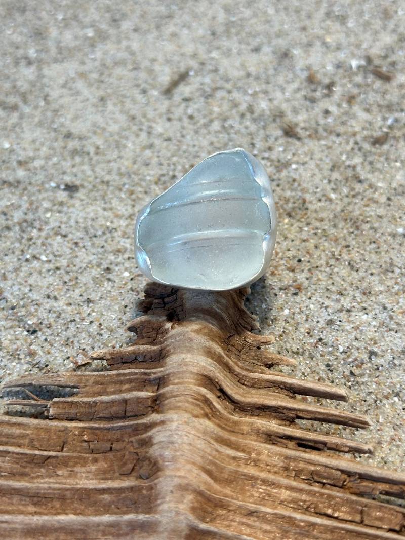 Seeglas Ring Weiß von RuegenDesign