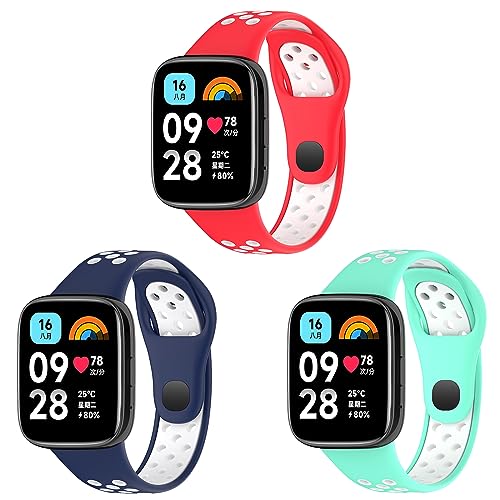 Armband Kompatibel für Xiaomi Redmi Watch 3 Active, Männer und Frauen Weiches Silikon Ersatz Armband Kompatibel für Redmi Watch 3 Active/Watch 3 Lite (3er Pack B) von RuenTech