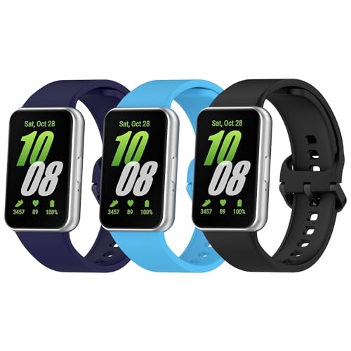 Armband für Samsung Galaxy Fit 3 Armband für Damen Herren, Weiches Silikon Uhrenarmband Wasserdichtes Sport Ersatzarmband für Samsung Galaxy Fit 3 SM-R390 (3er Pack C) von RuenTech