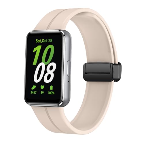 Armband für Samsung Galaxy Fit 3 Armband für Damen Herren, Weiches Silikon Uhrenarmband Wasserdichtes Sport Ersatzarmband für Samsung Galaxy Fit3 R390 (Beige) von RuenTech