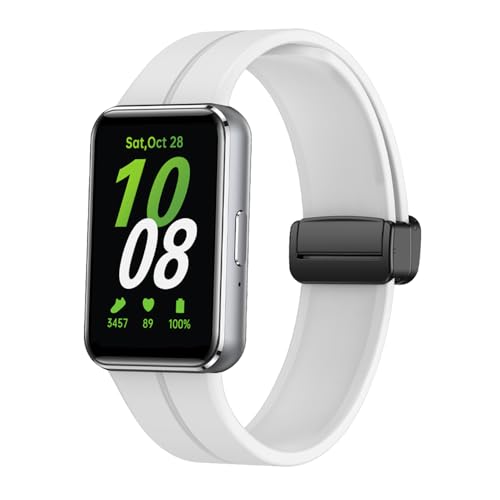 Armband für Samsung Galaxy Fit 3 Armband für Damen Herren, Weiches Silikon Uhrenarmband Wasserdichtes Sport Ersatzarmband für Samsung Galaxy Fit3 R390 (Weiß) von RuenTech