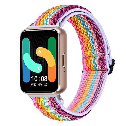 Elastisches Nylonband Kompatibel für Samsung Galaxy Fit 3 R390 Armband, Verstellbares Dehnbares Geflochtenes Webband für Frauen Männer (Bunt) von RuenTech