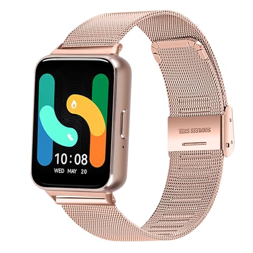 Metallband kompatibel für Samsung Galaxy Fit 3 Armband für Frauen Männer, Edelstahl Mesh Verstellbarer Ersatzarmband für Samsung Galaxy Fit 3 SM-R390 (Roségold) von RuenTech