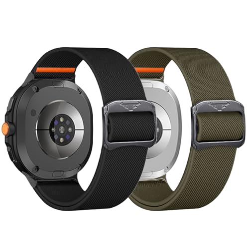 Nylon Armband Kompatibel für Samsung Galaxy Watch 8 Classic, Galaxy Watch 8 40mm/44mm Ersatzband Sport Loop Uhrenarmband für Damen Herren (Schwarz+Green) von RuenTech
