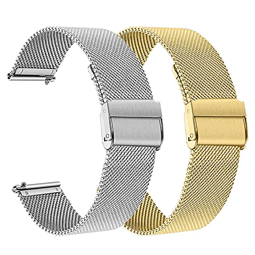 RuenTech 22mm Metall Uhrenarmband kompatibel für für Ice Smart 3.0 1.78"/Ice Smart 2.0 1.96"/Ice Smart 1.85" Armband, Edelstahlarmband für Männer und Frauen (Silber+Gold) von RuenTech