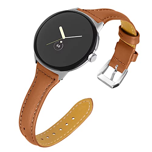 RuenTech Armband Kompatibel mit Google pixel watch Ersatzarmband,Armbänder Band Leder Flexibles Zubehör Damen Herren Ersatzband (braun) von RuenTech