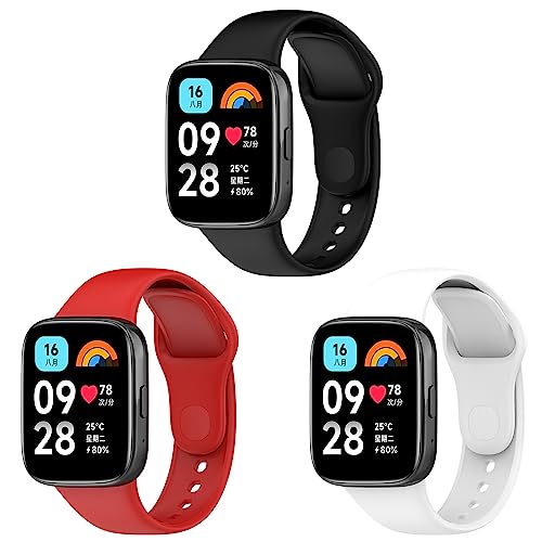 RuenTech Bracelet Compatible for Xiaomi Redmi Watch 3 Lite/Active, Men and Women Soft Silicone Replacement Bracelet Compatible for Redmi watch 3 Lite/Watch 3 Active (3er Pack C) von RuenTech