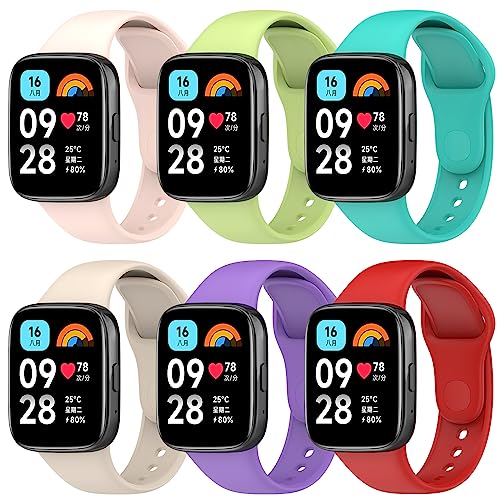 RuenTech Bracelet Compatible for Xiaomi Redmi Watch 3 Lite/Active, Men and Women Soft Silicone Replacement Bracelet Compatible for Redmi watch 3 Lite/Watch 3 Active (6er Pack A) von RuenTech