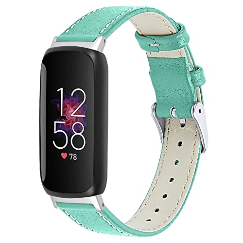 RuenTech Echtes Lederarmband Kompatibel für Fitbit Inspire 3 Armband Leder, klassisches verstellbares Ersatzarmband Sportzubehör für Frauen Männer Kompatibel für Fitbit Inspire3 (Grün) von RuenTech