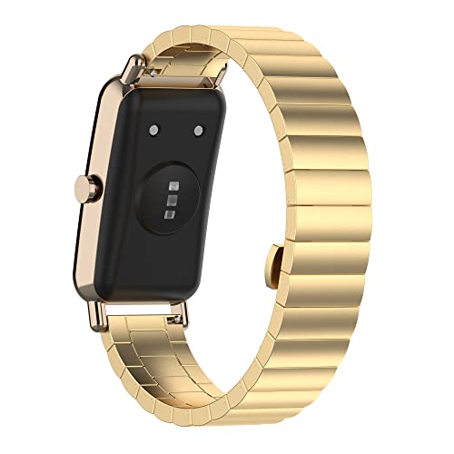 RuenTech Metallarmband kompatibel für SHANG WING L2, Edelstahl Ersatzarmband verstellbares Armband für Frauen Männer (Gold) von RuenTech