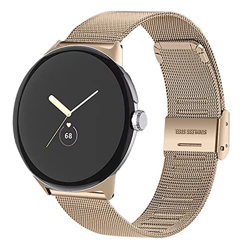 RuenTech Metallband kompatibel für Google Pixel Watch 2/Pixel Watch Armband für Frauen Männer, Edelstahl Mesh Verstellbarer Ersatzarmband für Google Pixel Watch 1/2 (Champagner) von RuenTech