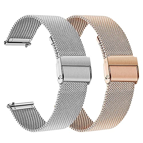 Uhrenarmband Kompatibel für IOWODO Smartwatch R3 Pro Armband, Metallarmband für IOWODO R8/R5/R3 Pro/R3/R2/X2/X1 Ersatz-Silikonarmband (Silber+Roségold) von RuenTech