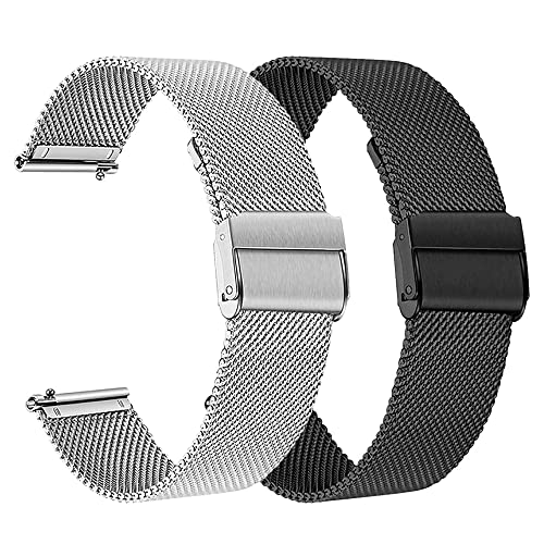 Uhrenarmband Kompatibel für IOWODO Smartwatch R3 Pro Armband, Metallarmband für IOWODO R8/R5/R3 Pro/R3/R2/X2/X1 Ersatz-Silikonarmband (Silber+Schwarz) von RuenTech