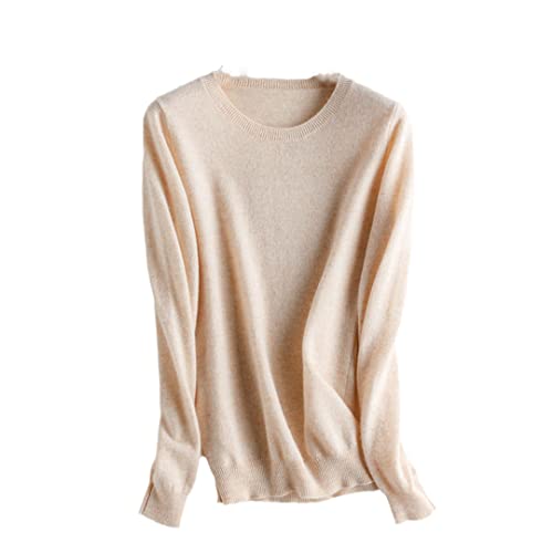 Ruereuu Cashmere Sweater Damen Pullover O Neck Knit Pullover, beige, L von Ruereuu