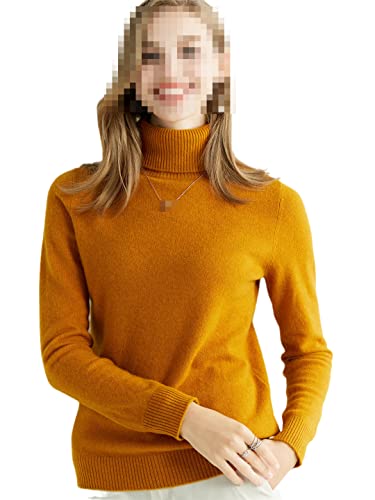 Ruereuu Damen Strickpullover Kaschmir Rollkragen Pullover Top Damen, ingwer, XX-Large von Ruereuu