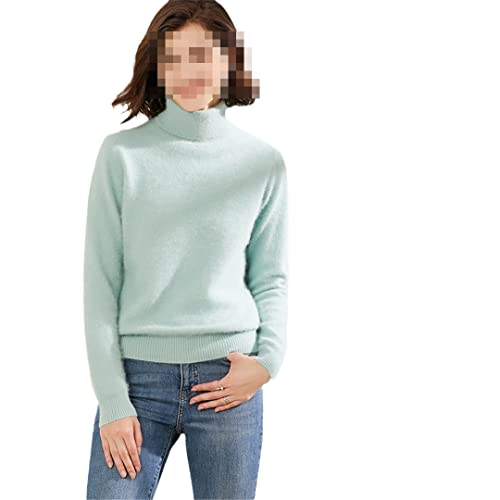 Ruereuu Damen Thermo-Pullover aus Kaschmir mit Rollkragen, mint, S von Ruereuu