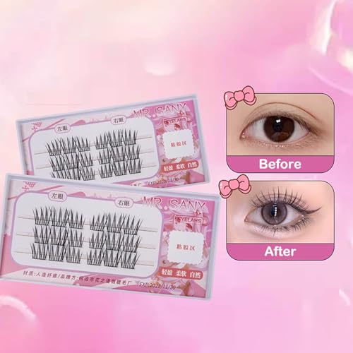3 Reihen selbst klebende Wimpern, kein Kleber benötigt selbst klebende Wimpern cluster, wieder verwendbare vor geklebte Wimpern kein Entferner Keine Rückstände für Anfänger von Rufevee