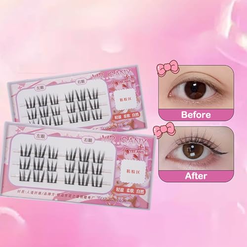 3 Reihen selbst klebende Wimpern, kein Kleber benötigt selbst klebende Wimpern cluster, wieder verwendbare vor geklebte Wimpern kein Entferner Keine Rückstände für Anfänger von Rufevee