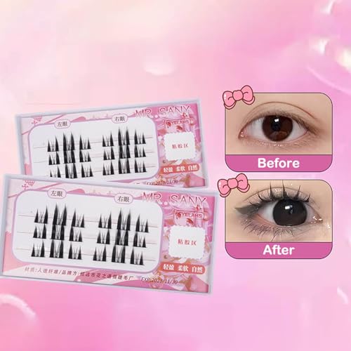 3 Reihen selbst klebende Wimpern, kein Kleber benötigt selbst klebende Wimpern cluster, wieder verwendbare vor geklebte Wimpern kein Entferner Keine Rückstände für Anfänger von Rufevee