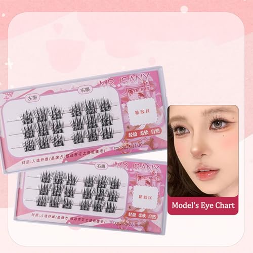 3 Reihen selbst klebende Wimpern, kein Kleber benötigt selbst klebende Wimpern cluster, wieder verwendbare vor geklebte Wimpern kein Entferner Keine Rückstände für Anfänger von Rufevee