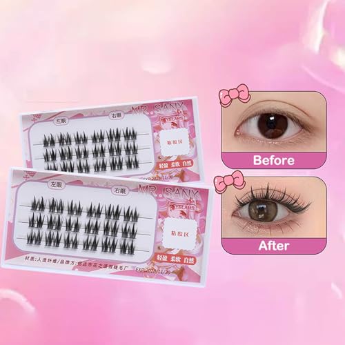3 Reihen selbst klebende Wimpern, kein Kleber benötigt selbst klebende Wimpern cluster, wieder verwendbare vor geklebte Wimpern kein Entferner Keine Rückstände für Anfänger von Rufevee