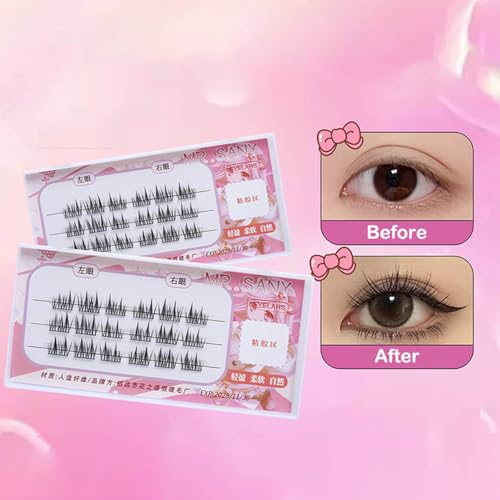 3 Reihen selbst klebende Wimpern, kein Kleber benötigt selbst klebende Wimpern cluster, wieder verwendbare vor geklebte Wimpern kein Entferner Keine Rückstände für Anfänger von Rufevee