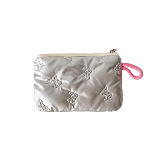 Niedliche süße Bogen Herz geprägte kleine Kosmetik Tasche für Mädchen tragbare Geldbörse Damen binden Tasche tragbare Aufbewahrung Tasche von Rufevee