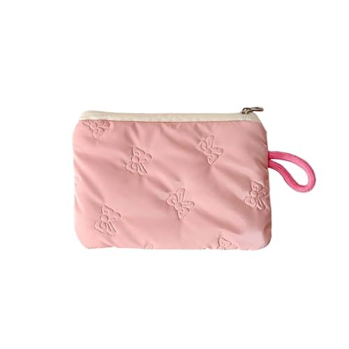 Niedliche süße Bogen Herz geprägte kleine Kosmetik Tasche für Mädchen tragbare Geldbörse Damen binden Tasche tragbare Aufbewahrung Tasche von Rufevee