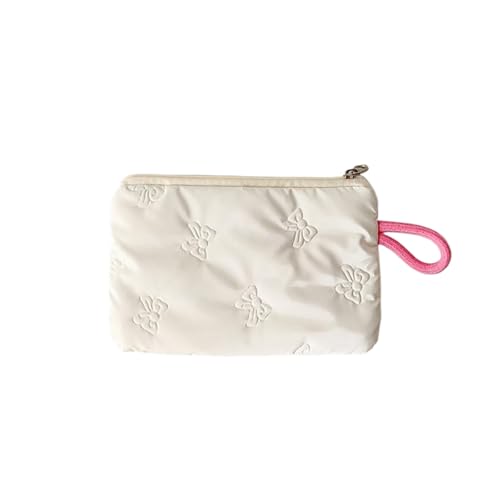 Niedliche süße Bogen Herz geprägte kleine Kosmetik Tasche für Mädchen tragbare Geldbörse Damen binden Tasche tragbare Aufbewahrung Tasche von Rufevee