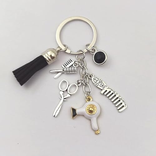 Retro Schmuck Mini Friseur Schere Haartrockner Kamm Schlüssel anhänger Neu Mode Frisur Geschenk Charme Quaste Schlüssel bund DIY Handbuch von Rufevee