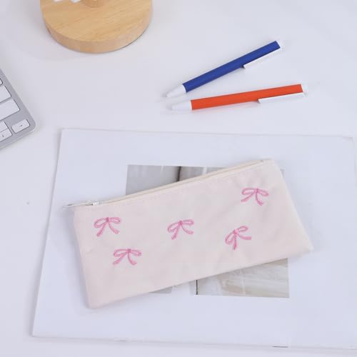 Rufevee Entzückende Bow Pen Beutel Kosmetik Tasche tragbare Münz Brieftasche Hygiene Koffer Kompakt licht Aufbewahrung Tasche Schulbedarf Geschenk von Rufevee