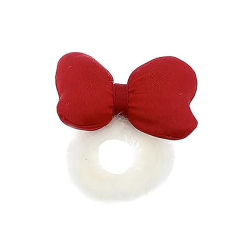 Weihnachts roter Haar kreis Mädchen Plaid Puff Bow Plüsch Haar Seil Haar Kreis Niedlich Call Cead Gummiband Kopfseil Haarschmuck von Rufevee