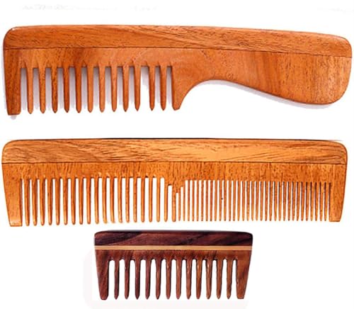 Rufiys Neem Holzkamm Breiter Zahn für Haarwachstum, Anti-Schuppen Kamm für Frauen und Männer - 3 Stück Rufiys Neem Holzkamm Breiter Zahn für Haarwachstum, Anti-Schuppen Kamm für Frauen und Männer - 3 Stück von Rufiys