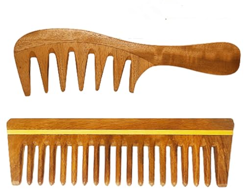 Rufiys Neemholz-Haarkamm, breiter Zahnkamm für lockiges Haar, Holzkamm für Damen und Herren, Kombi-Pack Rufiys Neemholz-Haarkamm, breiter Zahnkamm für lockiges Haar, Holzkamm für Damen und Herren, Kombi-Pack von Rufiys