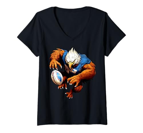 Damen Adler Rugbyspieler T-Shirt mit V-Ausschnitt Damen Adler Rugbyspieler T-Shirt mit V-Ausschnitt von Rugby Animals
