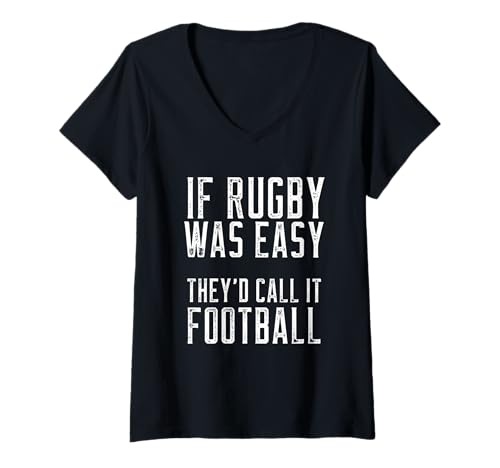Damen "If Rugby Was Easy They'd call it Football", lustiger Rugby-Fan T-Shirt mit V-Ausschnitt Damen "If Rugby Was Easy They'd call it Football", lustiger Rugby-Fan T-Shirt mit V-Ausschnitt von Rugby fans and Rugby players funny Apparel