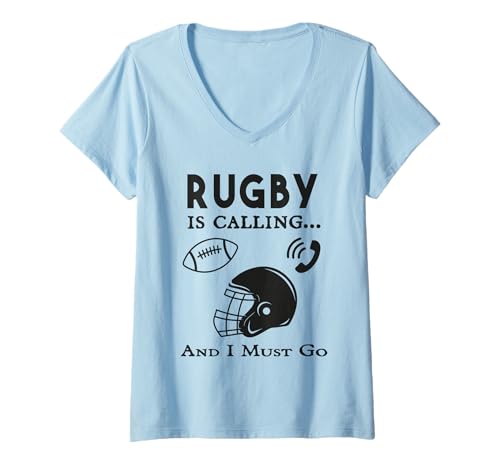 Damen Rugby is Calling and i Must go Humor Zitat Rugby Lover T-Shirt mit V-Ausschnitt von Rugby is calling and i must go