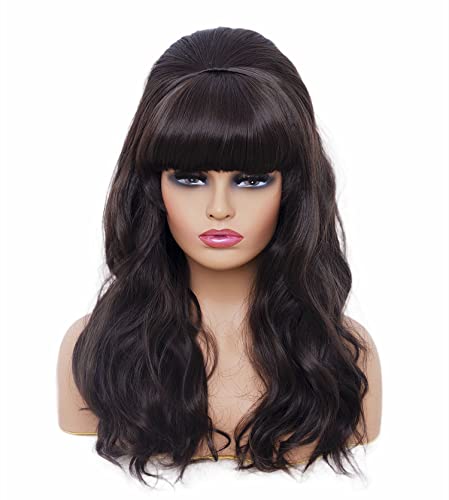 Rugelyss Perücke für Damen, lang, gewellt, blond, voluminös, voluminös, gewellt, 80er-Jahre-Kostüm, Halloween-Party, Dunkelbraun 6# von Rugelyss