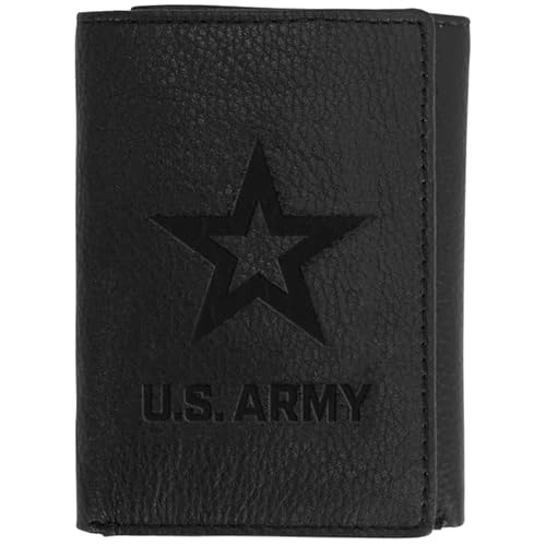 Rugged Rare Offiziell lizenzierte US-Armee-Geldbörse aus echtem Leder, dreifach gefaltet, klassisch, handgefertigt, Braun und Schwarz (schwarz) von Rugged Rare
