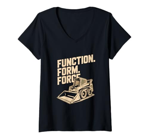 Damen Kompaktlader Birthday Bobcat Pro Power T-Shirt mit V-Ausschnitt Damen Kompaktlader Birthday Bobcat Pro Power T-Shirt mit V-Ausschnitt von Rugged Tractor Humor Vibe Co